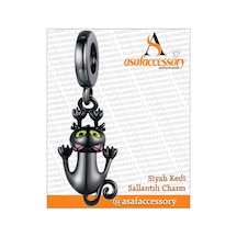 Siyah Kedi Sallantılı Charm Asafaccessory