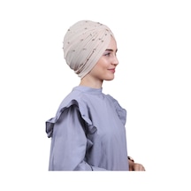 Melodi Scarf Kadın Tesettür İncili Taşlı Vera Dış Bone Taş Rengi Taş Rengi