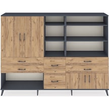 Arges Dolap 10 Raflı 6 Çekmeceli 4 Kapaklı 220x30x163 Antrasit-çam Atlas Çam - Antrasit