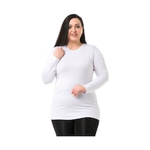 Disentis Büyük Beden Bisiklet Yaka Uzun Kollu Viskon Beyaz Body Disentis Büyük Beden Bisiklet Yaka Uzun Kollu Viskon Beyaz Body