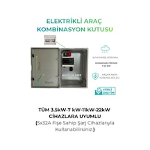 Elektrikli Araç Büyük Boy Şarj Panosu 22kw - Schneider Sigortalı & Prizli Kombinasyon Kutusu