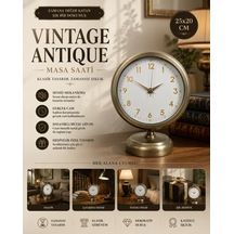 Vintage Luxury 25 X 20 Cm Eskitme Metal Masa Saati