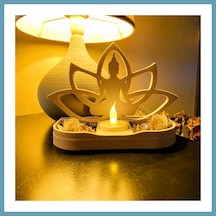 Bezos 3d Baskı Lotus Buda Mumluk - Dekoratif Tealight Mumluk-bej Mbt06