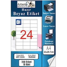 A4 Hazır Etiket 70x35 Mm 10 Sayfa 1 Paket 24 Lü Kendinden Yapışkanlı Fotokopi Lazer İnkjet Kağıdı Yazıcılar İçin Uyumlu