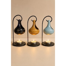 Askılı Seramik Buhurdanlık Tealight Mumluk Dekoratif Aromaterapi Uçucu Yağ Koku Lambası 1 Adet