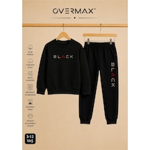 Overmax Black Baskılı Unisex Tasarım Çocuk Eşofman Takımı 3-12 Yaş Siyah Üst- Siyah Alt - 915906821 Siyah Üst- Siyah Alt