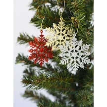 Yılbaşı Ağacı Süsü Simli Kar Tanesi Renkli 3'lü