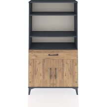 Arges Dolap 3 Raflı Tek Çekmeceli 2 Kapaklı 88x30x163 Antrasit-çam Antrasit