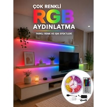 5 Metre Kumandalı Rgb Led Şerit 5050 Smd 54 Led/m Renk Değiştiren Ambiyans Aydınlatma - Lisinya
