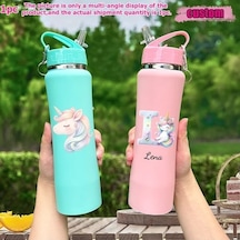 Trendooze Sunshine022 25oz Unicorn Vakum Termos, Kişiselleştirilebilir Uv Baskılı Tasarım, Özel İsimli Matara, Okul-dış Mekan Beyaz