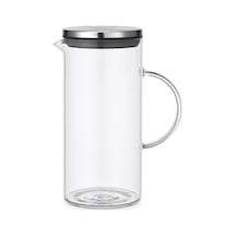 1500 Ml Cam Sürahi Metal Kapaklı Şeffaf Sürahi Dayanıklı Cam Gövde Ergonomik Sap Akıtmaz Ağız Tasarımı Soğu