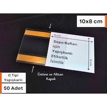 50 Adet C Tipi 8x10 Cm Depo Ürün Etiketliği Şeffaf Yapışkanlı
