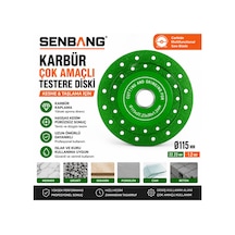 Senbang 115 Mm Karbür Çok Amaçlı Testere Diski 22,23 Mm Elmas Kaplı Kesme Taşlama Diski Ahşap Pvc Alçıpan Plastik Fiber Çimento