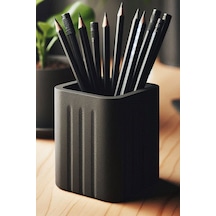 Modern Kare Kalemlik Minimal Masaüstü Kalem Organizer Siyah - Beyaz