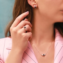 Prenses Model Swarovski Rose Gold Kaplama Set Gümüş