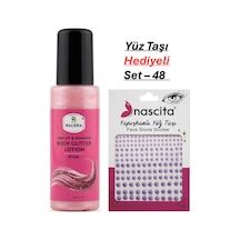 Vücut Losyonu Pembe Simli 125 Ml & Yüz Taşı Hediyeli-48