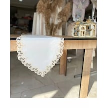 Masa Üzerine Runner, Sehpa Örtüsü Fransız Dantel Detaylı Lale 40 X 145 Cm Diğer