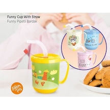 Funny Pipetli Çocuk Içecek Bardağı Desenli Bardak 350ml