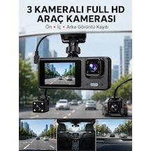 3 Kanallı Araç Dvr Ön + İç + Arka Kamera İle Tam Kapsama, Yüksek Güvenlik Yeni Nesil 60108753