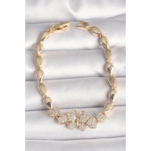 Mey İthalat Pirinç Gold Renk Zirkon Taşlı Kelebek Figür Damla Zincir Model Kadın Bileklik - Özel Seri Meyeb67cad5d904dd83068600c637 Altın