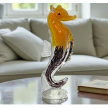 Ca-44 Cam Deniz Atı 25 Cm Dekoratif Figür Modern Şık Tasarım Ev Ofis Aksesuarı Hediye