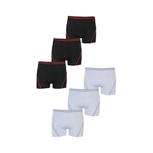 Hepsine Rakip Tutku İç Giyim 6'lı Paket Erkek Çocuk Pamuklu Elastan Boxer Tec0133 Beyaz - Siyah