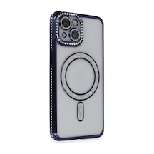 İphone 14 Uyumlu Kılıf Joke Simli Magneticsafe Kılıf - Lacivert