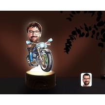 Kişiye Özel Erkek Motorcu Karikatürlü Dekoratif 3D Biblo Led Işık (481496417)