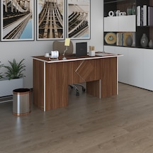 Kenzlife Ofis Masası Kuma Kengo Cvz 75 160 60 Raflı Dolap Çiftli Eşkenar Bilgisayar Çalışma Masası Beyaz