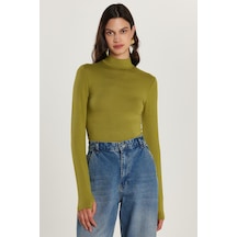 Tudors Kadın Regular Fit Klasik Kesim Viskon Kumaş Balıkçı Yaka Yeşil Bluz -34623 Yeşil