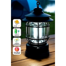 Led Şarjlı Kamp Lambası Işık Dimmer Ayarlı Askılı Portatif Işıldak El Feneri Gece Lamba Siyah Pr20 Siyah