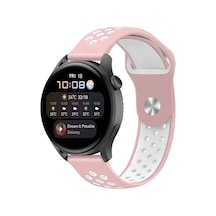 Watch 22mm Spor Delikli Kordon - Pembe-beyaz Ahşap