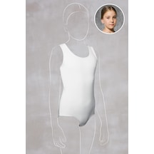 Doreanse Kız Çocuk Beyaz Modal Geniş Yaka Sıfır Kol Body 450