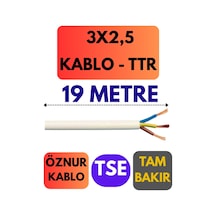 Öznur 3x2,5 Ttr Kablo Metre Seçenekli Beyaz - 19 Metre