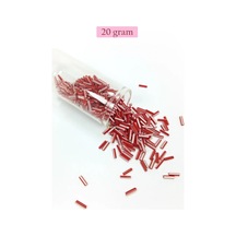 Tedar Uzun Boru Kesme Boncuk Çap 2mm Uzunluk 10 Mm - 20 Gram - Kırmızı Beyaz - Bnc239 Najmaddin (No:1) 8.5Cm X 10.5 Cm