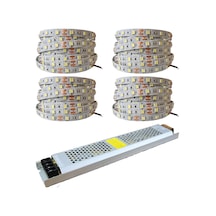 20 Metre Şerit Led Günışığı Renk + 12v 25 Amper 300 Watt Led Trafo - 3 Dirençli Double Pcb - Ot Standart