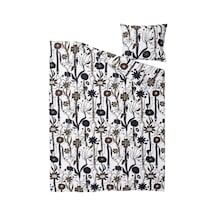 Ikea Lundskaftıng Tek Kişilik Nevresim Takımı 150 X 200 Cm Beyaz - Siyah - Kahverengi Çok Renkli