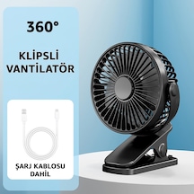 Şarjlı Usb Mini Klipsli Vantilatör Fan - 3 Kademeli - 360 Hareketli - Bebek Arabası, Ofis, Mas