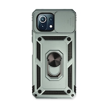 Mi 11 Lite Kılıf Pars Lens Yüzüklü Silikon - Yeşil Bz8683140197896