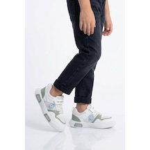 Reyber Beyaz Mint Yeşili Cırtlı Fileli Hafif Unisex Çocuk Spor Ayakkabı 026 F Beyaz-mint Yeşil