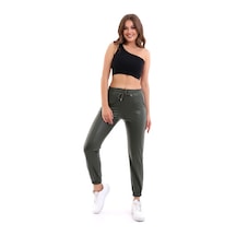 Winmoda34 Paça Lastikli Deri Pantolon Içi Kürklü Yeşil