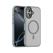 Zore İphone 17 Kılıf Mat Arka Yüzey Wireless Şarj Özellikli Zore Flet M-safe Kapak - Gri