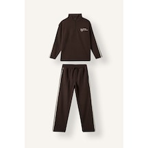 Defacto 2li Takım Yarım Fermuarlı Baskılı Sweatshirt Eşofman Altı Erkek Çocuk G3763a826cwbn540 Kahve-bn540
