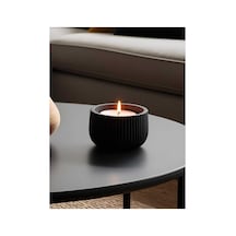 Homeart Modern Oluklu Tasarım Siyah Mumlamlık Dekoratif Tealight Mumluk + 2 Adet Mum Hediye Siyah