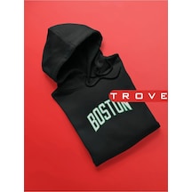Startmore Unısex Kadın Erkek Boston Abd New Uzun Kollu Siyah Hoodie % 100 Pamuk Tasarım Sweatshirt Siyah