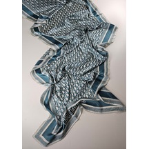 Miorel Scarfs Yeni Sezon Harf Desen Cd Vual İpek Şal Fular Silk Scarfs Shawl Hijab Su Yeşili