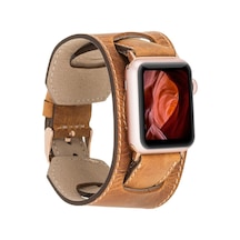 Apple Uyumlu Watch Deri Kordon 42-44-45mm Cuff G19 Taba