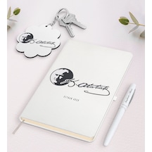Kişiye Özel Atatürk Temalı Beyaz Defter Kalem ve Anahtarlık N11.2006 Beyaz