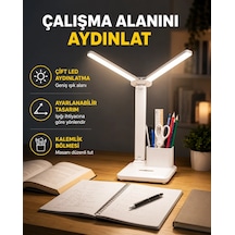 Kısılabilir Led Masa Lambası Kalemlik Ve Telefon Standlı, Göz Yormayan Işık Yeni Nesil Renkli