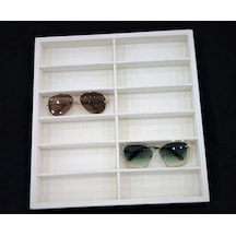 Yerli Üretim Havana Model Süet Kumaş Krem Renk 36/38 Cm Bölmeli Çekmece Ici Gözlük Standı Çok Renkli